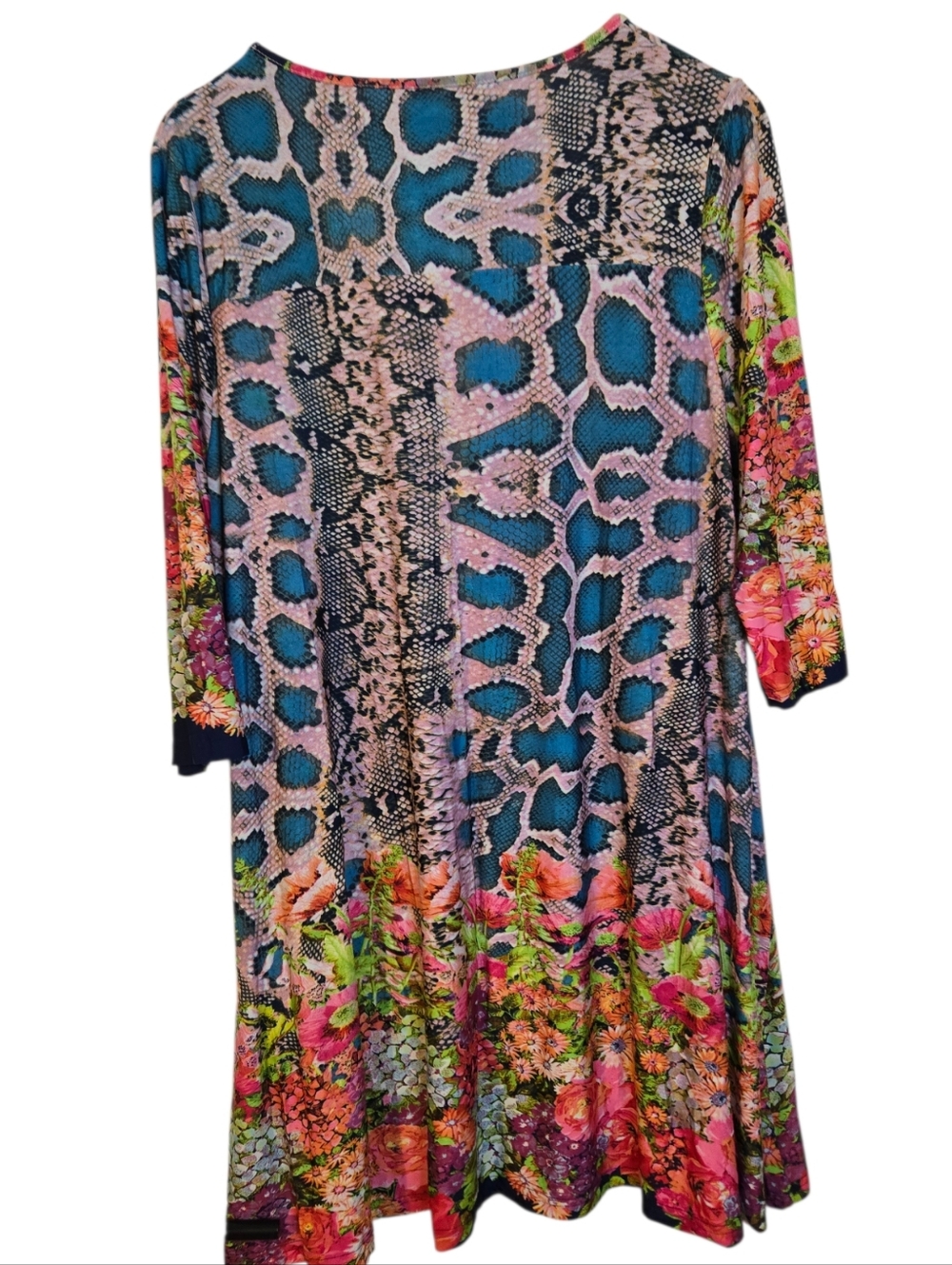 🌺✨ PLUS SIZE 1X Boho Mixed Print Tunic Dress | Snake + Floral | POCKETS! ✨🌺 - Picture 2 of 4